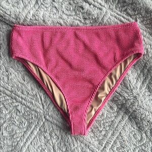 SHADE & SHORE pink textured crinkle high waisted Bikini cheeky Bottom size M